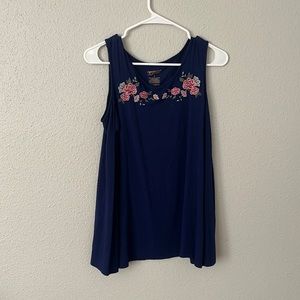 Cute spring off shoulder tops; navy blue